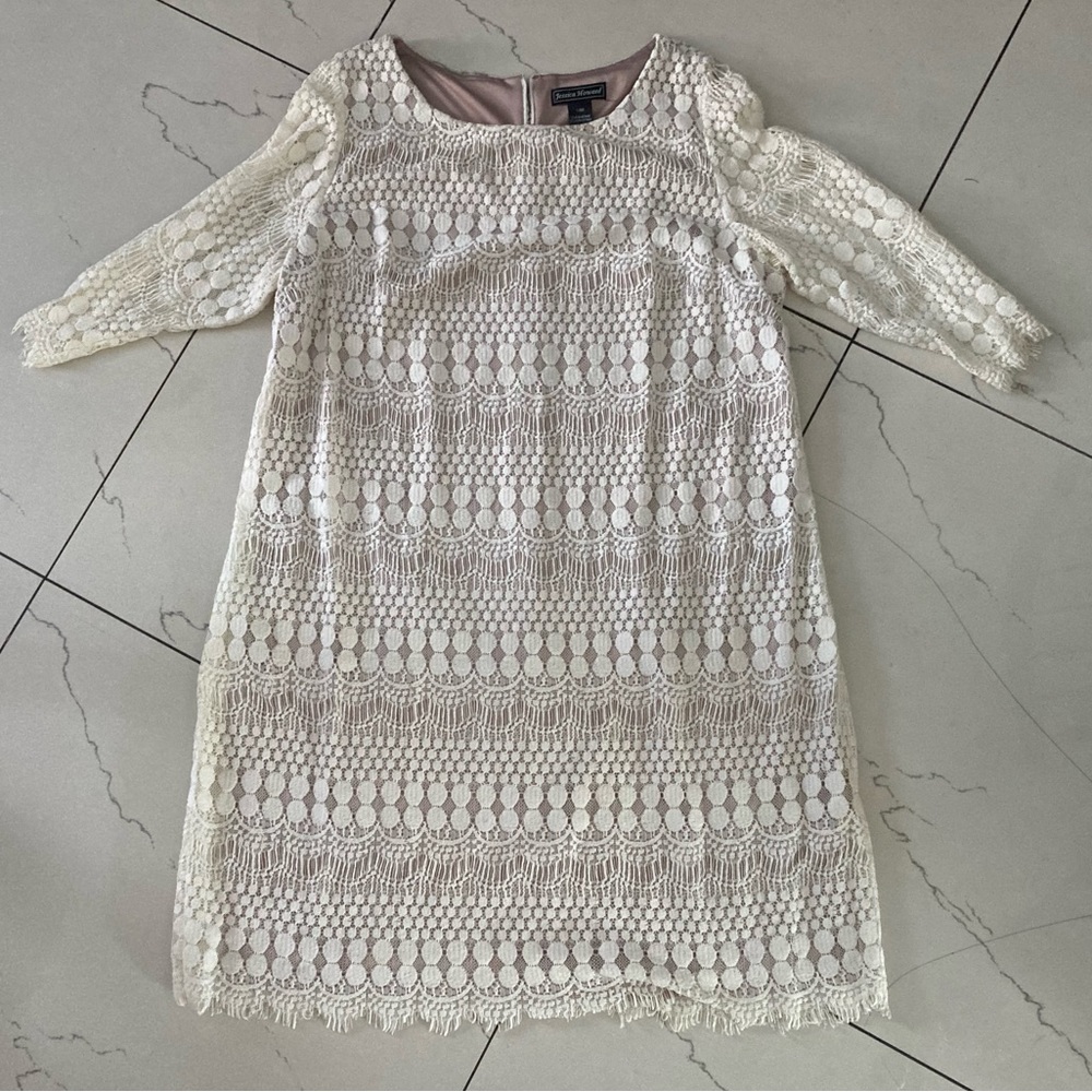 Jessica Howard Size 18W Cream Lace Dress 3/4 Sleeves - Great condition!